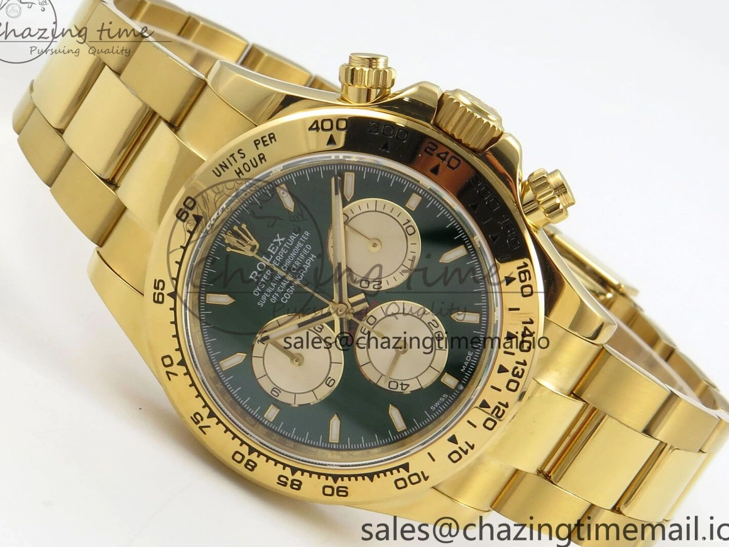 1:1 Edition V6（Gain YG Dial Weight） QF Daytona Best SH4131 Green On 126508 Markers Bracelet Stick 0105